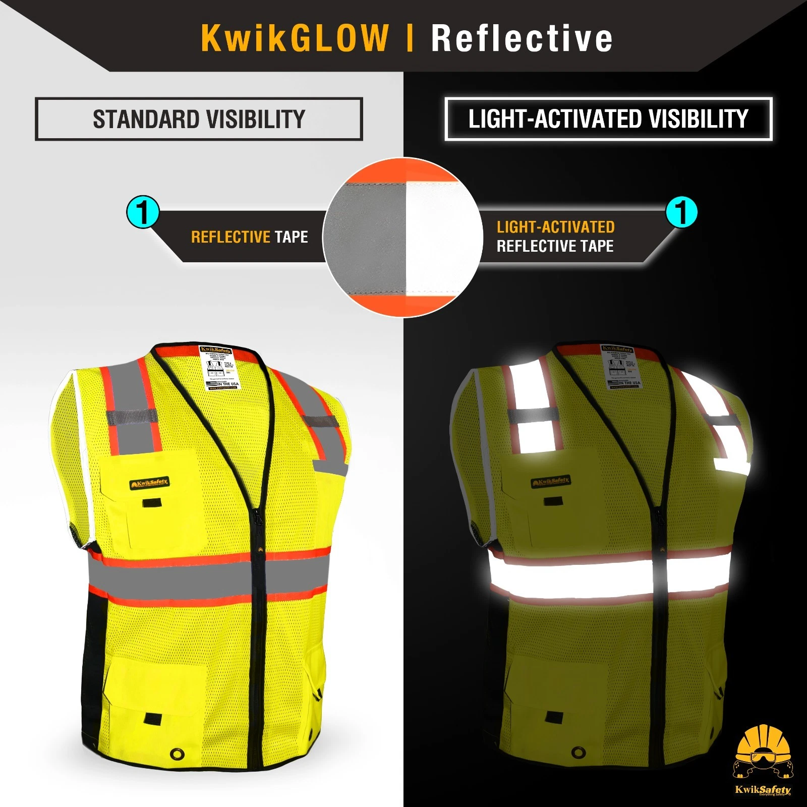 KwikSafety BIG KAHUNA (15 PACK) Hi Vis ANSI PPE Surveyor Class 2 Safety Vest - product detail image 3