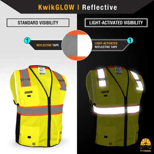 KwikSafety BIG KAHUNA (15 PACK) Hi Vis ANSI PPE Surveyor Class 2 Safety Vest image 3