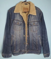 Arizona Jean Company Sherpa Lined Denim Trucker Jean Jacket Men’s Medium Casual