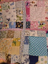 Handmade Patchwork Baby Quilt/blue Minky & Cotton Dots on Back