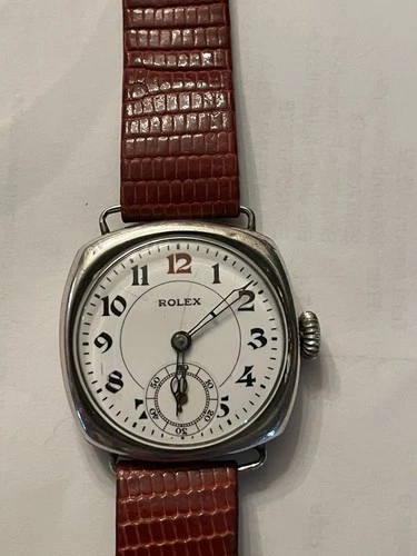 Vintage 1920’s Rolex Sterling Silver 925 Enamel Dial 33 mm Men’s Watch Working