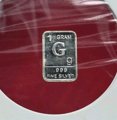 Letter "G" - 1 Gram .999 Fine Pure Silver Bullion Mini Square Bar Ingot Coin