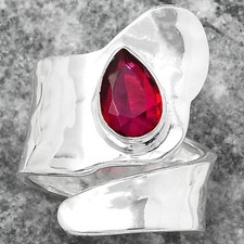 Adjustable - Lab Created Ruby 925 Sterling Silver Ring s.6 Jewelry R-1327