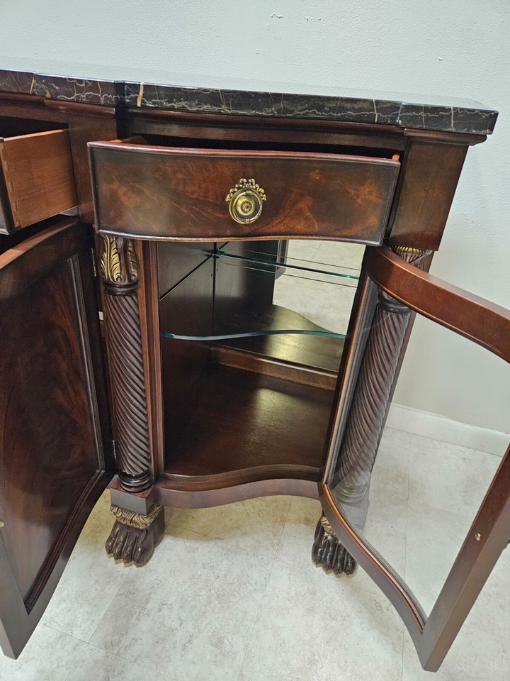 Henredon Natchez Sideboard Buffet flame Mahogany Empire Marble Top Paw