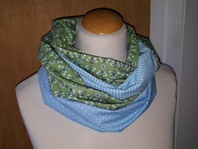 Loop-Scarf-Halstuch -Schal  by Zonel  '' grün-türkis-blau '' Baumwolle