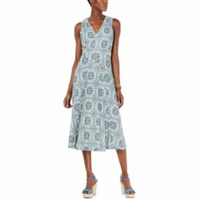 MICHAEL KORS  Womens Tie Waist Surplice Midi Dress S