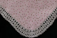 Receiving Blanket Hand Crocheted Edge New Baby Shower Gift Girl's CLASSIC DOTS!