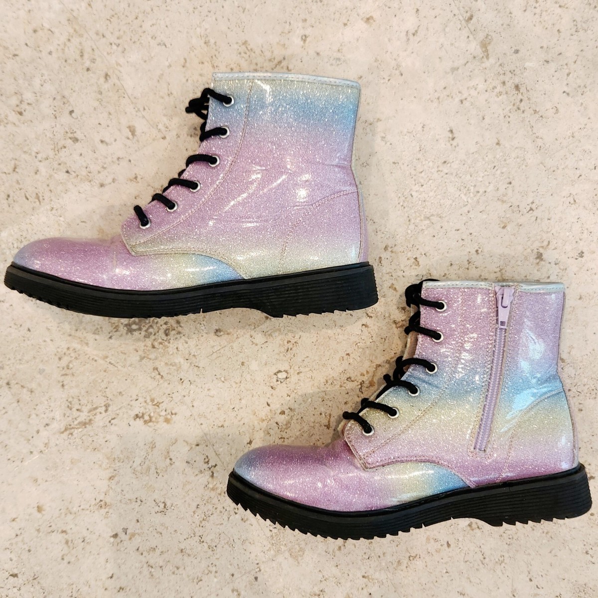 Sz Glitter Rainbow Lace Up Boots The Children’s Place