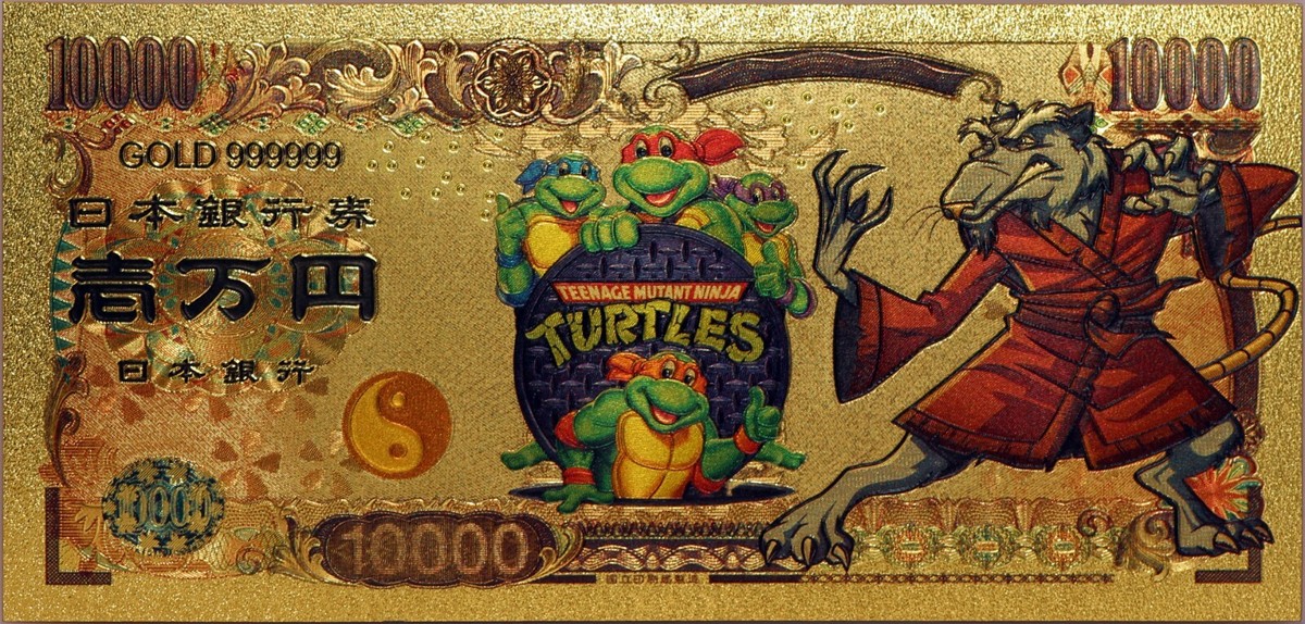 模国宝金剛面 乾漆面 Replica National Treasures Splinter Teenage Mutant Ninja Turtles ¥ TMNT Novelty 24K Gold Foil