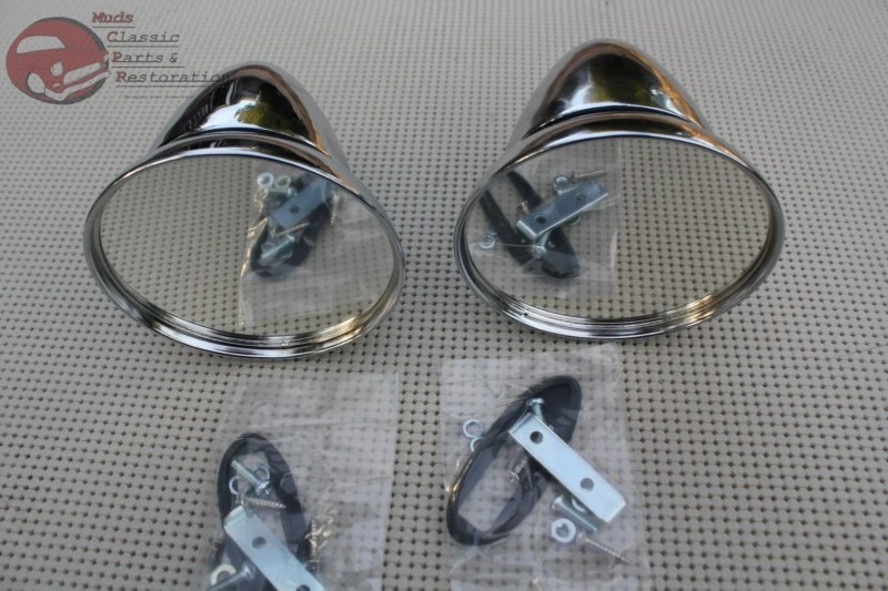 GT Talbot Shelby British Style Fender Door Mounted Race Racing Mirrors Chrome