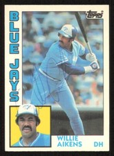 1984 Topps WILLIE AIKENS Autograph Baseball card TORONTO BLUE JAYS #1 auto