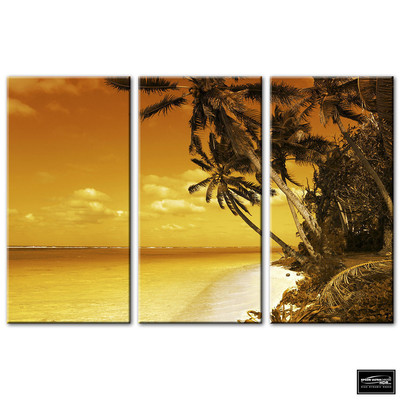 Sonnenuntergang Meereslandschaft Strand BOX GERAHMTE LEINWAND KUNST Bild HDR 280 g/m²