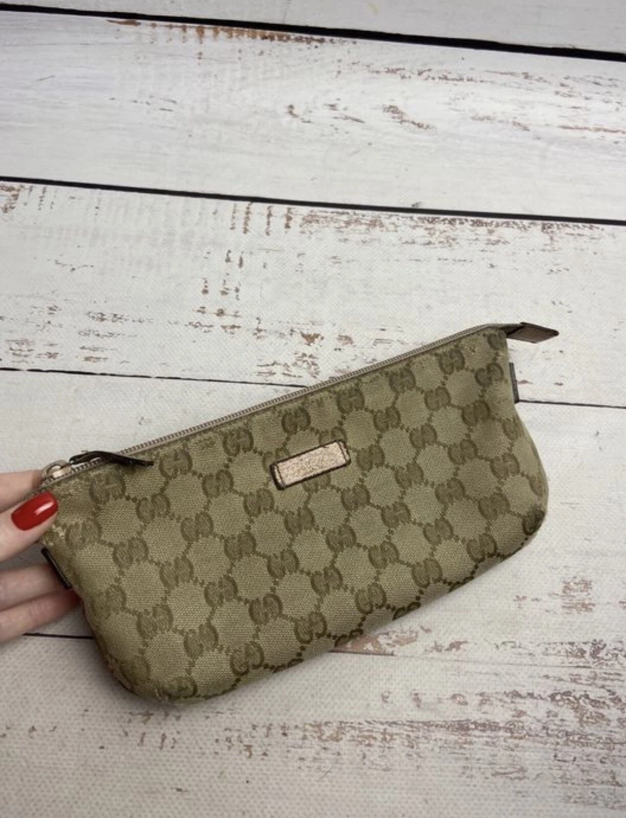 Sac bandoulière GUCCI GG toile cuir pochette portefeuille beige rose 190393 occasion 