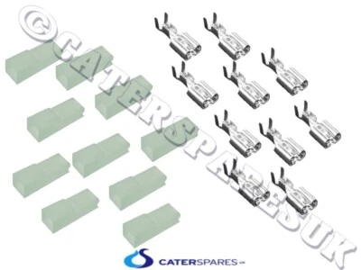 CATERSPARESUK 10 X 6mm HEAT RESISTANT ELECTRICAL SPADE TERMINAL FASTRON & NYLON COVERS