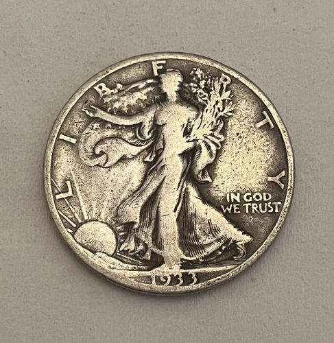 1933-S Walking Liberty Silver Half Dollar Fine+ (F+) Only 1,786,000 Minted! DC19