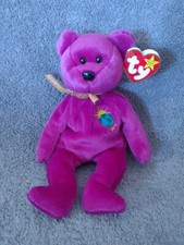Rare TY Beanie Baby Millennium Purple Bear Retired 1999 Plush w/ Error Tag MWNMT