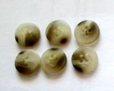 6/pcs Buttons small Size D=7/16" (11mm)  Brown/Beige color 4 Holes