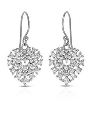 Lovely Heart Earrings With Cubic zirconia 925 Sterling silver Length 30mm