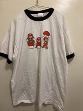 Vintage Super Mario Bros T Shirt Tshirt White Ringer Mushroom XL 2000s