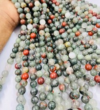 African Bloodstone Beads 15    Smooth Round Gemstone Strand for DIY Jewelry