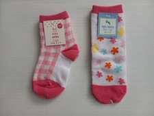 Kid's Socks Pink Floral And Checkered Girls Socks. 2 Pair. New With Tags.