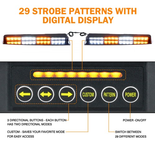 Xprite 32W Doble Visera LED Interior Parabrisas Luces Estroboscópicas Advertencia Ámbar - Imagen 6 de 10