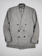 Vtg Lanvin Paris Mens 40R double breasted sport coat peak lapel Wool Cashmere