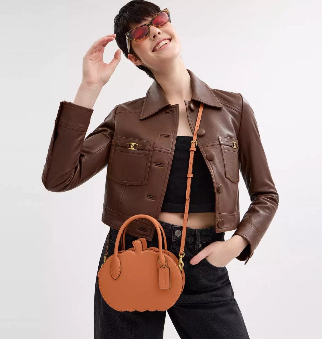 Coach CU868 Faded Orange Halloween Pumpkin Crossbody Bag for Halloween