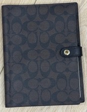 Coach Snap Notebook | CZ198 Walnut Black Signature Canvas Smooth Leather NWT