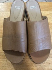 Eileen Fisher Women  s Slip On Sandals Shoes Soft Leather Brown Size 11 Comfort