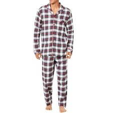FAMILY PAJAMAS Men's Stewart Plaid Flannel Pajama Set sz S Small Red White PJs