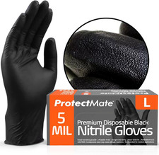 5 Mil Black Nitrile Gloves for Food Prep - Textured Food Prep Gloves - Food Hand