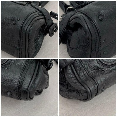 Chloe Paddington Handbag All Black Leather Padlock Mini Boston Bag