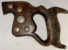 Vintage BLUEGRASS Hand Saw Handle with Medallions & Bolts