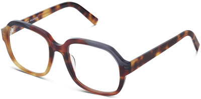 Warby Parker RENATA Oversized Square Eyeglasses STRIPED AMBER Italy 54-19-145 mm
