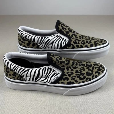 Vans Slip on shoes KIDS 5.0, WOMEN 6.5 Leopard Zebra Classic Sneakers NEW in Box - Image 1 of 4
