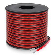 22 Gauge 2 Conductor PVC Tinned Copper Electrical Wire, Red and Black