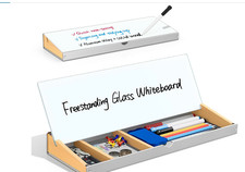 Desktop Whiteboard with Sturdy Aluminum Frame Wooden Storage Compartment -Smal