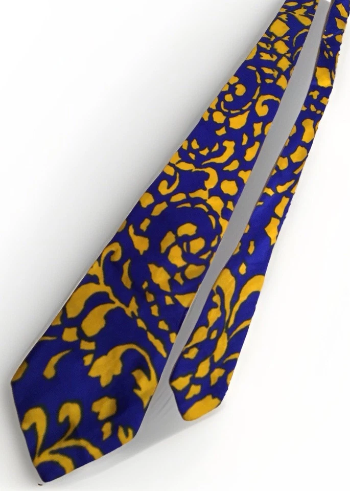 Lote 2 Corbatas Vintage Estilo Años 40 Rojo con Lunares, Poliéster Towncraft Azul y Amarillo Foto 3 de 4