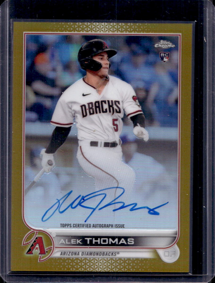 Alek Thomas 2022 Topps Chrome #RA-AT Rookie Auto Gold Refractor #32/50