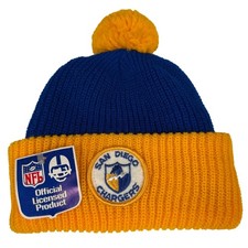 NFL Beanie San Diego Chargers Kids OS Blue Yellow Vintage Deadstock Knit Pom Hat