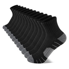 12 Pairs Boys Socks kids Cushioned Sport Short 10-12 Years 12 Pairs Black