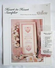 The Victoria Sampler Heart To Heart Hardanger & Embroidery Pattern w/ Acc Pack