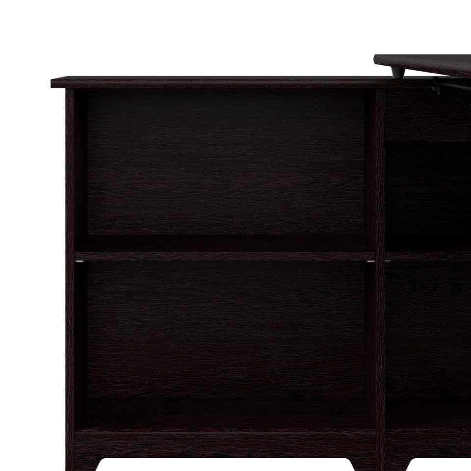 Cabot 52W 3 Position Sit to Stand Corner Desk with Shelves in Espresso Oak - Image 4 of 4