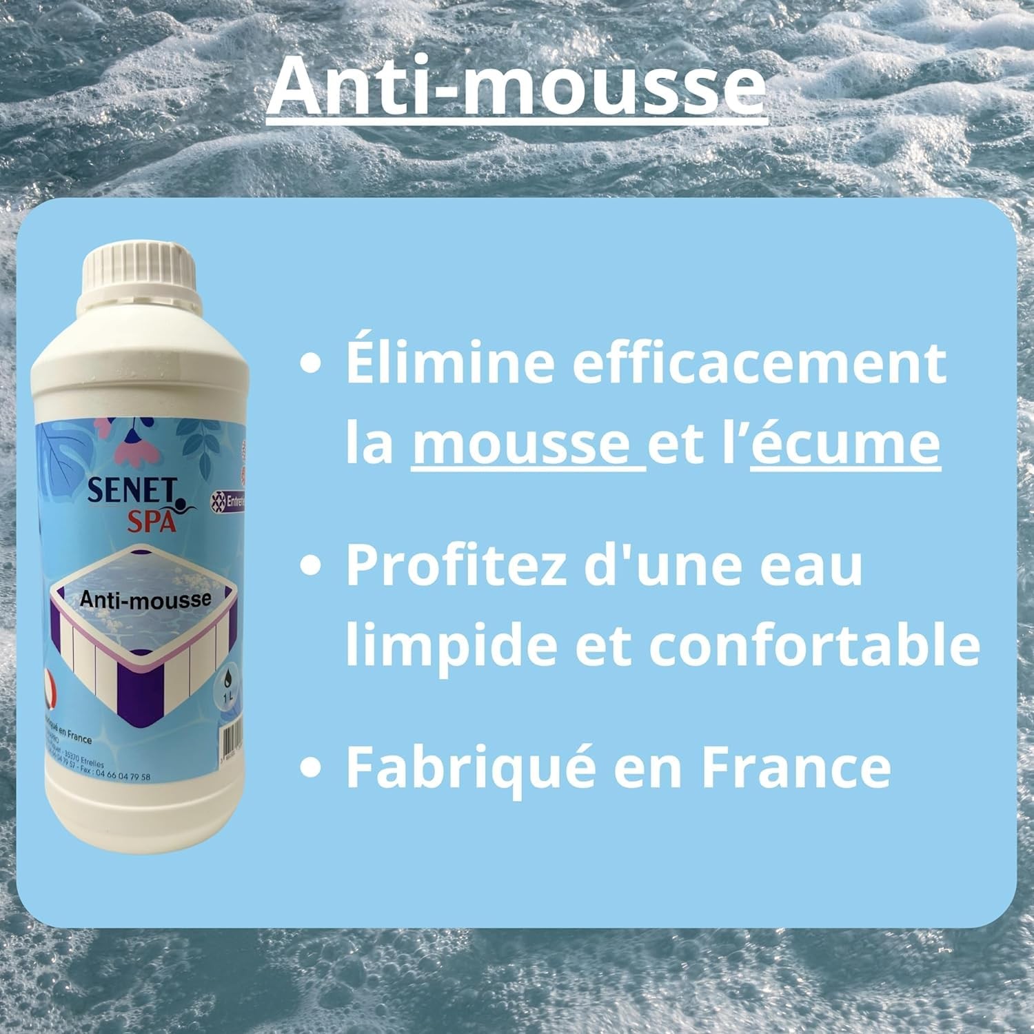 Anti mousse spa et écume pour traitement de l'eau des bains à remous - 2