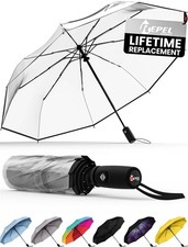 Windproof Travel 42 inches wide, Clear Top - Umbrella 1 Pack 