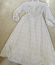 SHEIN Ivory Black Polka Dot Long Elastic Waisted Long Sleeve Dress Sz 6