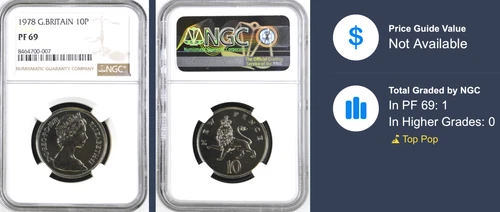 1978 10p Proof Crowned Lion NGC PF69 Great Britain Ten Pence Top Pop