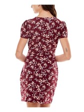 ULTRA FLIRT Womens Short Sleeve Surplice Neckline Short Faux Wrap Dress