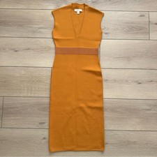 Michael Kors Orange Ribbed Knit Bodycon Dress Size Small